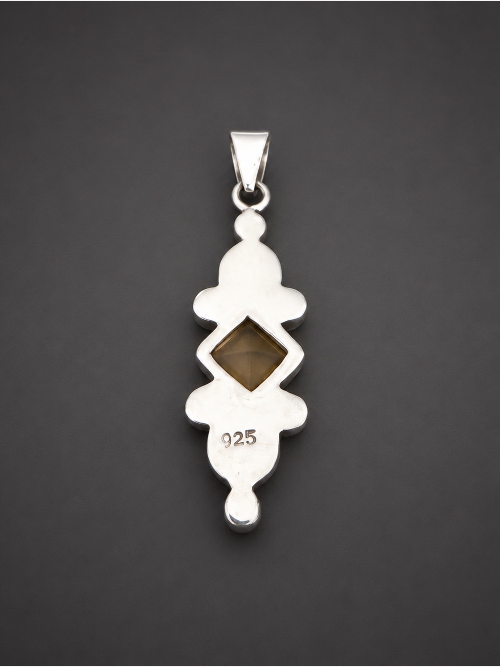 Estate Custom Sterling Silver Quartz Pendant - Picture 3 of 3